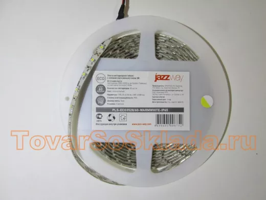 JazzWay Лента LED ECO 3528/60 Warmwhite IP65 5м 12В в силиконе