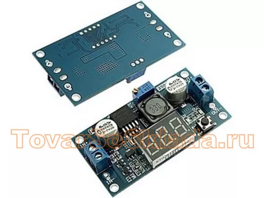 Модуль DC-DC понижающий вход 4,0-38V - вых. 1,25-36V, до 5А (на LM2596) с LED вольтм.  
