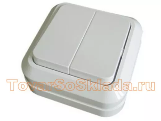 Выключатель TDM 2кл., Ладога, о/у, IP20, 10А, белый SQ1801-0003