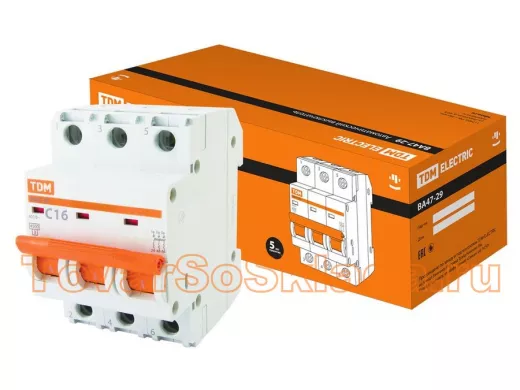 Автоматический выключатель ВА47-29 3Р 16А 4,5кА х-ка С TDM SQ0206-0109