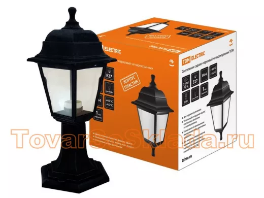 Светильник садово-парковый НТУ 04-60-001 четырехгранник, стойка, пластик, черный TDM SQ0330-0705