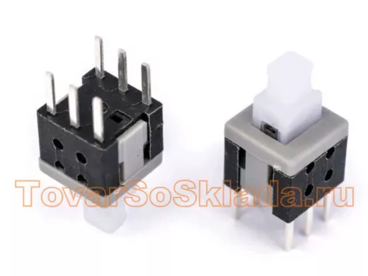 Перекл/микро-кнопка   6,0х6,0х10мм Hклав= 5,0мм, 6 выв с ФИКС., PB22E06, 58520