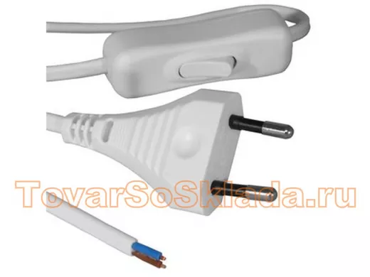 Сетевой шнур с выключателем для бра 1,8 метра ШВВП-ВП 2x0.5мм 