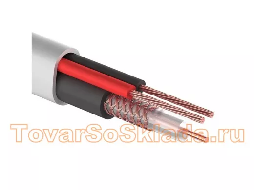 Кабель Видеонаблюдения D=7мм +2 х 0,5мм (12V) 200м белый  КВК-В-2 PROconnect