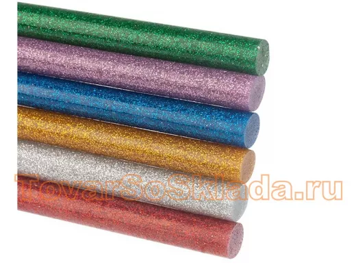 Клеевые стержни, диаметр 11,0мм, длина 100мм, цветной с блестками  (12шт) REXANT цена за 1 упаковку