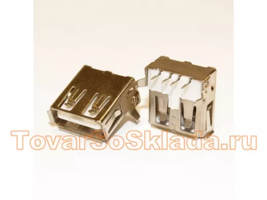 Разъём компьют: гнездо USB-A на плату, USBA-1J (выв. перпендик. плоскости) 107757