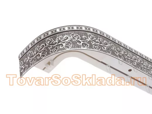 160см карниз КРУЖЕВО СЕРЕБРО ШОКОЛАД 2х рядный с декор. планкой 70мм в инд. упаковке. ультракомпакт