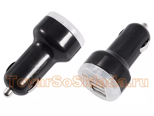 Автомобильный адаптер REXANT 2xUSB с индикацией (АЗУ) (1000+2100mA) черная