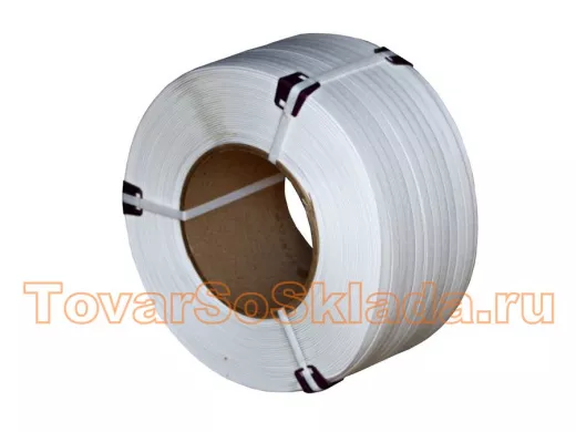 Лента п/пр 15х0,8мм прочность на разрыв 240 кгс белая, вес 1м 6,8гр (цена за 1 метр, в рулоне 2000м)