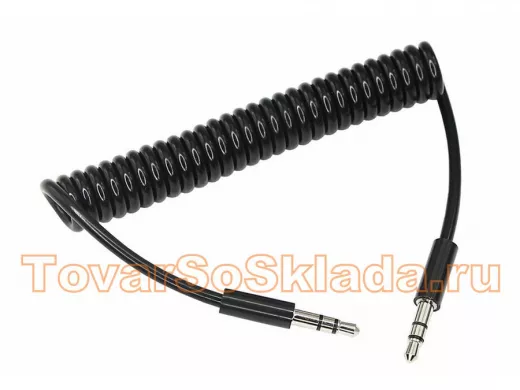 Кабель AUX (3,5 мм-3,5 мм) 1,0м  спираль черный