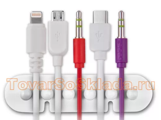 Держатель универсальный пятиместный штырьки, приклеивающийся, белый, 2 шт. в блистере EAN