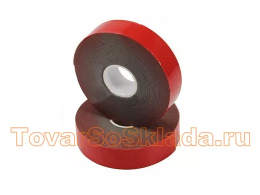 Скотч двухсторонний, красного цвета на серой основе, 20мм, 5метров  R09-6020