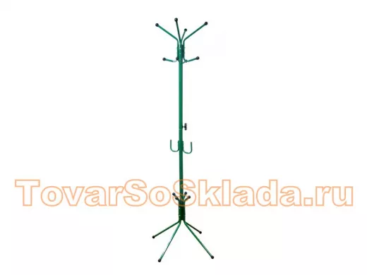 Вешалка напольная "VENAP-3 NATURE" ЗЕЛЁНЫЙ разборная 8 крючков сверху и 2 крючка под сумки