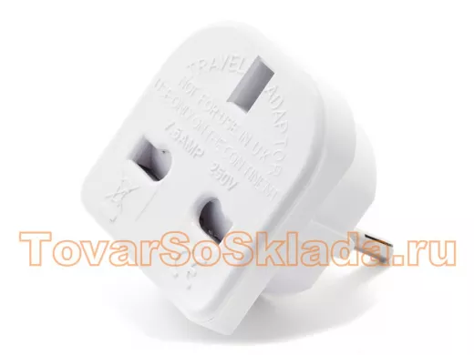 Сетевой переходник  питания,  EU/UK - RU, розетка - вилка, белый, пакет с EAN A-AC-UKEU-001