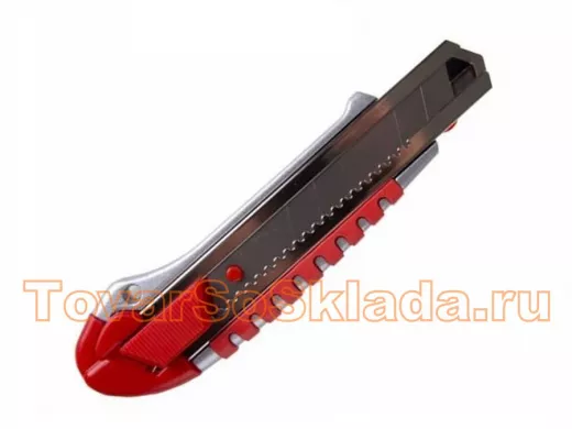 Нож с сегментированным лезвием 25 мм, металлический обрезиненный корпус, с дополн. замком на  лезвии