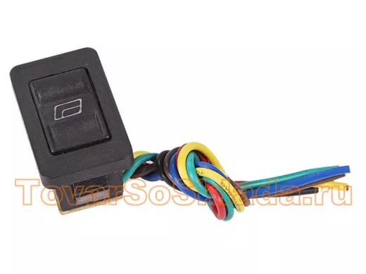 Выключатель (стеклоподъемника) клавишный 12V 20А (6с) (ON)-OFF-(ON) черный с подсветкой и проводом