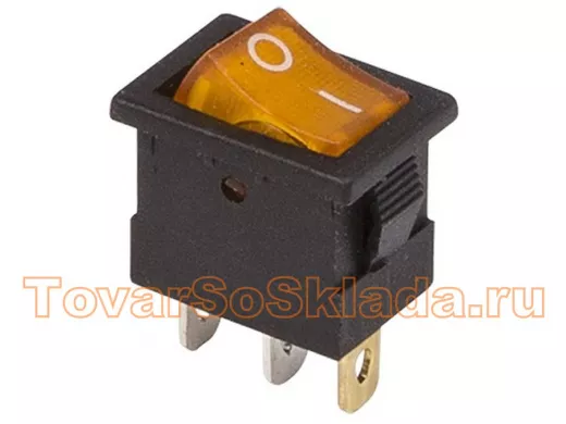 Выключатель клавишный 12V 15А (3с) ON-OFF желтый  с подсветкой  Mini  REXANT