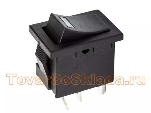 Выключатель клавишный 12V 15А (3с) ON-OFF черный  с подсветкой  Mini  REXANT