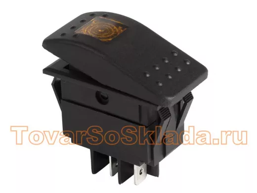 Выключатель клавишный 12V 35А (4с) ON-OFF желтый  с подсветкой  REXANT