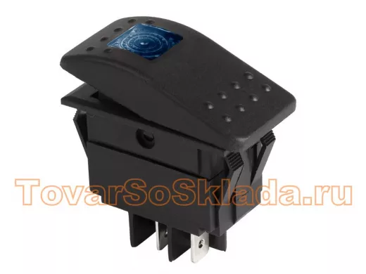 Выключатель клавишный 12V 35А (4с) ON-OFF синий  с подсветкой  REXANT