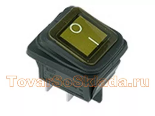Выключатель клавишный 250V 15А (4с) ON-OFF желтый  с подсветкой  ВЛАГОЗАЩИТА  REXANT