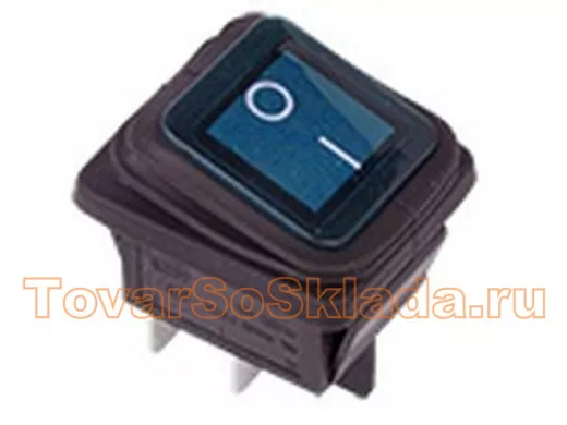 Выключатель клавишный 250V 15А (4с) ON-OFF синий  с подсветкой ВЛАГОЗАЩИТА  REXANT