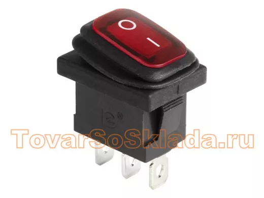 Выключатель клавишный 250V 6А (3с) ON-OFF красный  с подсветкой  Mini ВЛАГОЗАЩИТА REXANT