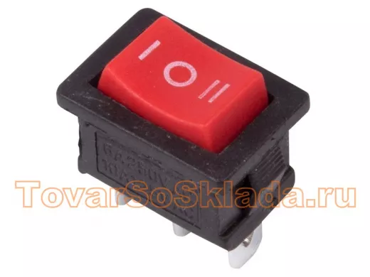 Выключатель клавишный 250V 6А (3с) ON-OFF-ON красный  с нейтралью  Mini  REXANT