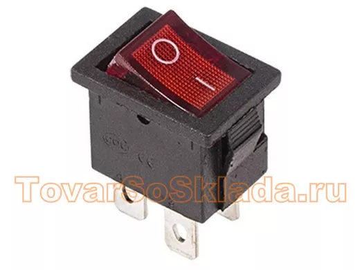 Выключатель клавишный 250V 6А (4с) ON-OFF красный  с подсветкой  Mini  REXANT