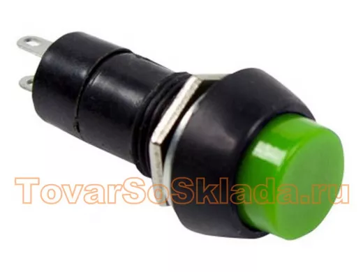 Выключатель-кнопка  250V 1А (2с) (ON)-OFF  Б/Фикс  зеленая  REXANT