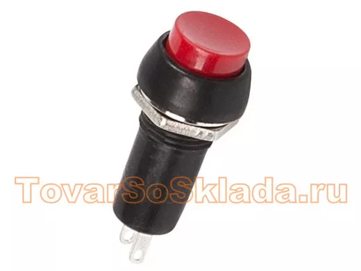 Выключатель-кнопка  250V 1А (2с) ON-(OFF)  Б/Фикс (на размыкание)  красная  REXANT