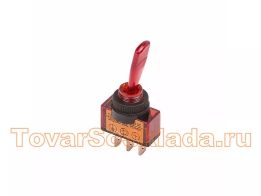 Тумблер 12V 20А (3c) ON-OFF однополюсный  с красной подсветкой 36-4370-01 (БЛИСТЕР) 1шт