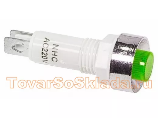 Лампа индикаторная  диаметр 10  220V  зеленый  REXANT, c ОТРАЖАТЕЛЕМ