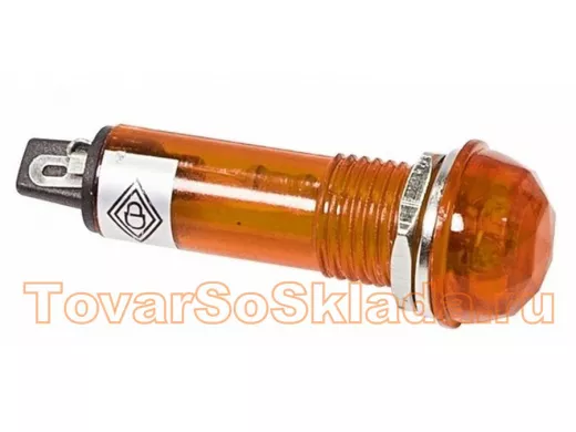 Лампа индикаторная  диаметр 10.2  220V  желтый  REXANT,  ГРАНЕНЫЙ