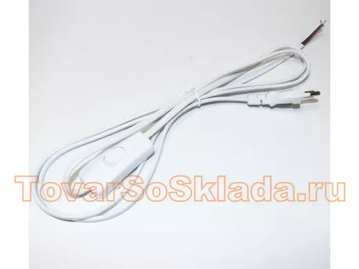 Шнур сетевой CEE7/16 с ВЫКЛЮЧАТЕЛЕМ (250V/2A) L=1.8м (2x0.75мм2) белый