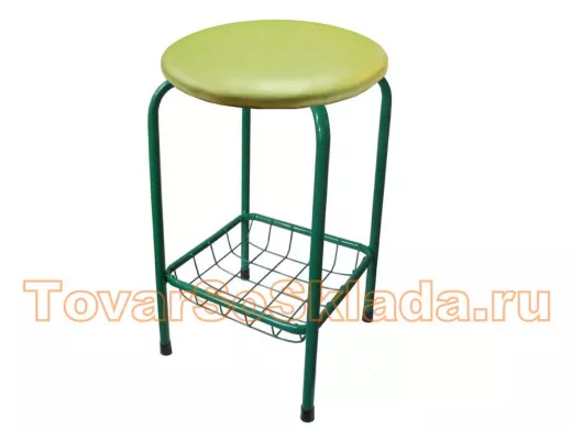 Табурет с подставкой для ног и корзинкой для вещей "TABURETTO-20415" зелёные ножки, жёлтый, экокожа