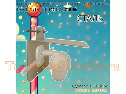 Кронштейн с козырьком для камеры и прожектора на трубу до 51мм 