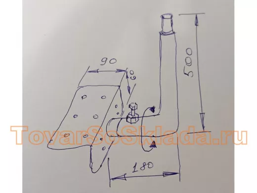 Кронштейн антенный на торец крыши, поворотный, вверх 50 см, 9х15см, обжат 