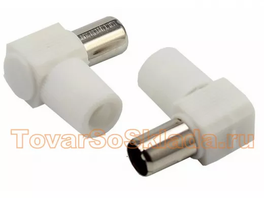 Разъем штекер TV без пайки белый угловой  REXANT