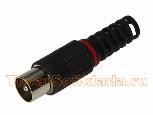 Штекер ТВ  чёрный прямой без пайки