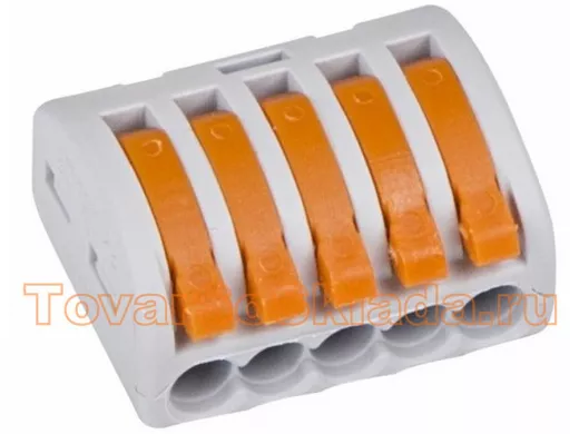 Универсальная многоразовая 5-проводная клемма (0,08-2,5 (4) мм?) 40 шт. прозрачная REXANT