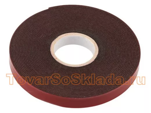 Двухсторонний скотч серый на HBA акриловой основе, защитная пленка красная, 9 мм, 5 м REXANT