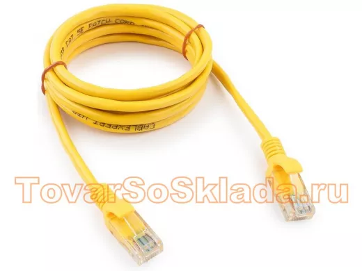 Патч-корд Cablexpert PP10-2M/Y кат.5e, 2м, медный UTP литой, многожильный (жёлтый) PP10-2M/Y