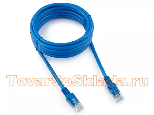 Патч-корд Cablexpert PP10-3M/B кат.5e, 3м, медный UTP литой, многожильный (синий) PP10-3M/B