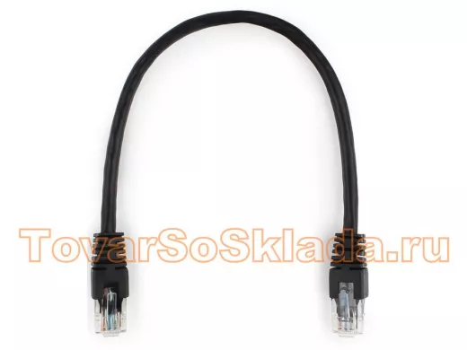 Патч-корд Cablexpert PP6U-0.25M/BK кат.6, 0.25м, UTP, литой, многожильный (чёрный) PP6U-0.25M/BK