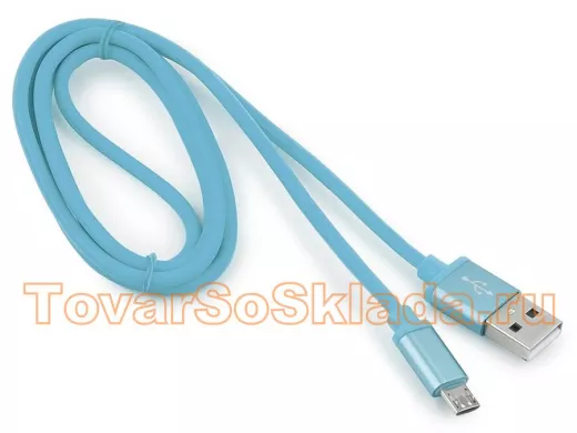 Кабель микро USB (AM/microBM)  1.0 м Cablexpert CC-S-mUSB01Bl-1M, USB 2.0, серия Silver, синий