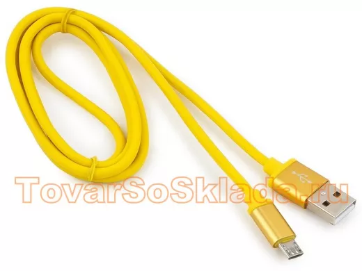 Кабель микро USB (AM/microBM)  1.0 м Cablexpert CC-S-mUSB01Y-1M, USB 2.0,серия Silver,желтый