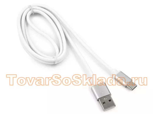 Шнур USB / Type-C Cablexpert CC-S-USBC01W-1M, AM/Type-C, серия Silver, длина 1м, белый, блистер,2,0
