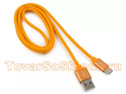 Шнур USB / Type-C Cablexpert CC-S-USBC01O-1M, AM/Type-C,серия Silver,длина 1м,оранжевый,блистер,2,0