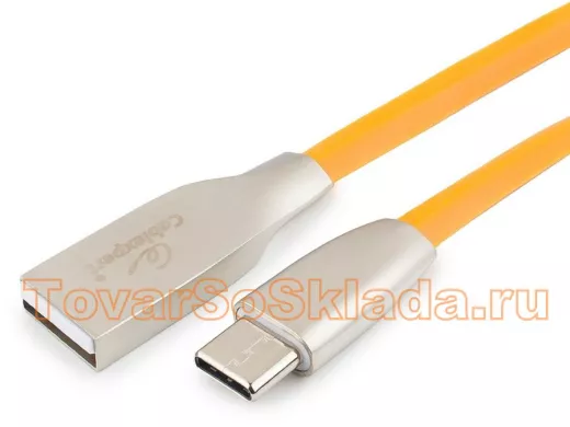 Шнур USB / Type-C Cablexpert CC-G-USBC01O-1M, AM/Type-C, серия Gold, длина 1м, оранжевый, блистер
